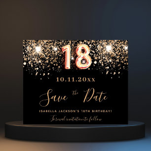 Budget 18th birthday black glitter save the date
