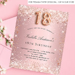 Budget 18th birthday blush pink rose gold glitter<br><div class="desc">For an elegant 18th birthday party. A blush pink gradient background. Decorated with faux glitter dust.  Personalize and add a name and party details. The name is written with a hand lettered style script. Number 18 is written with rose gold colored balloon style font.</div>