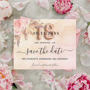 Budget 18th birthday pampas rose save the date