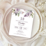 BUDGET 18th Birthday Party Purple Lilac Floral<br><div class="desc">Soft watercolor purple lilacs create a pretty springtime affordable budget birthday invitation. The typography adds a vintage, retro vibe. All of the text is editable so you can set just the right tone. You can easily change fonts and color as well. It is part of the Purple Spring Lilac Flower...</div>