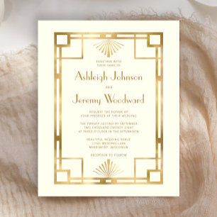 Budget 1920s Vintage Deco Gold Ivory Wedding