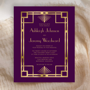 Budget 1920s Vintage Deco Purple Gold Wedding