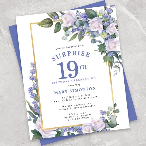 Budget 19th Birthday Surprise Party Invitation