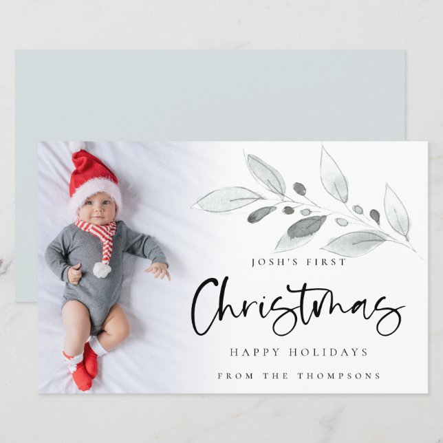 Budget 1st Christmas Baby Custom Photo Card (Front/Back)