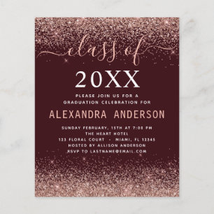 Budget 2022 Burgundy Graduation Pink Glitter Flyer