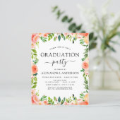 Budget 2022 Coral Peach Graduation Invitation (Standing Front)