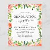 Budget 2022 Coral Peach Graduation Invitation (Front)