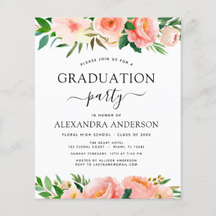 Budget 2022 Coral Peach Graduation Invitation Flyer