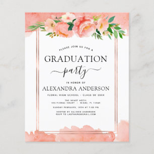 Budget 2022 Coral Peach Graduation Invitation Flyer
