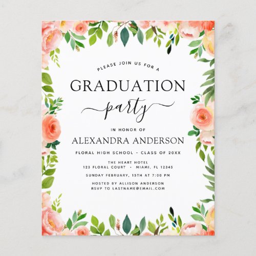 Budget 2022 Coral Peach Graduation Invitation Flyer