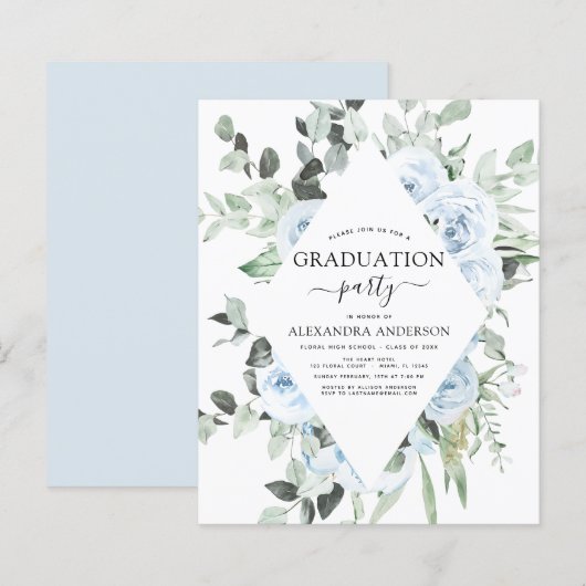 Budget 2022 Dusty Blue Graduation Floral (Front/Back)