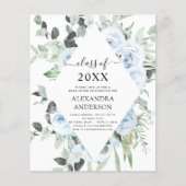 Budget 2022 Dusty Blue Graduation Floral Greenery (Front)