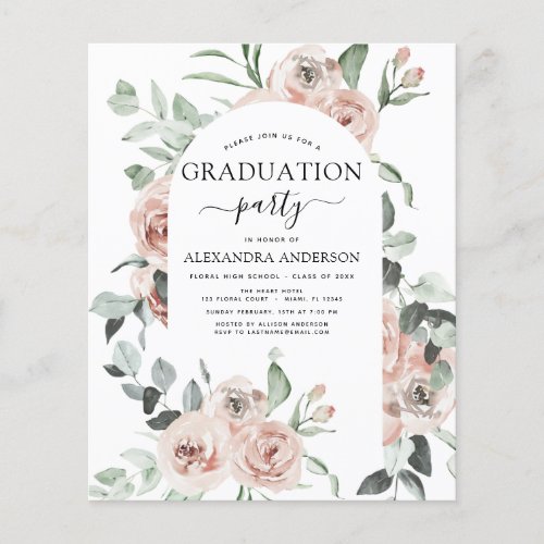 Budget 2022 Dusty Pink Graduation Floral Flyer