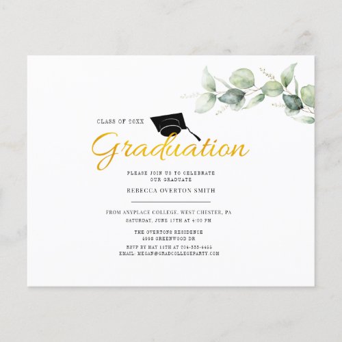 Budget 2022 Eucalyptus Graduation Party Invitation