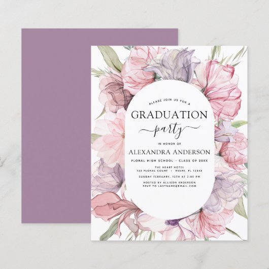 Budget 2022 Graduation Boho Dusty Pink Purple (Front/Back)