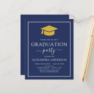 Budget 2022 Graduation Party Navy Blue Gold