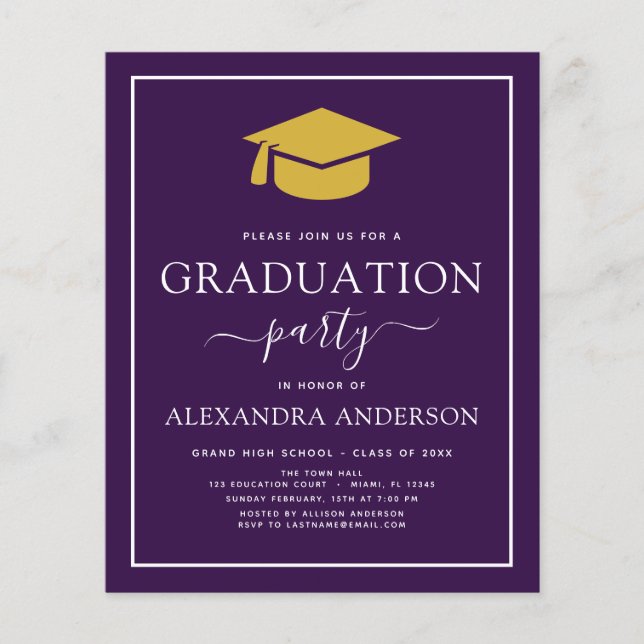 Budget 2022 Graduation Party Purple Gold (Front)