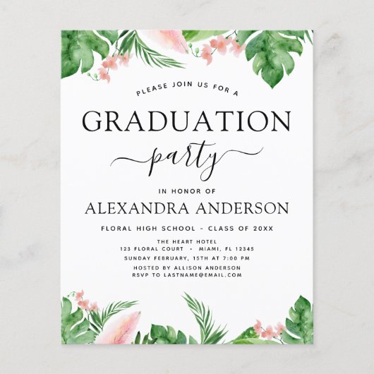 Budget 2022 Graduation Tropical Palm Floral (Front)