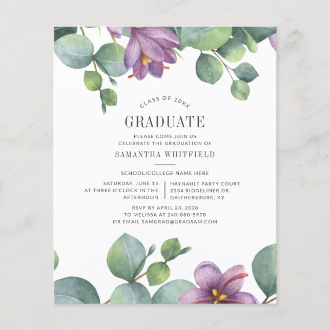 Budget 2022 Green Graduation Floral Greenery (Front)