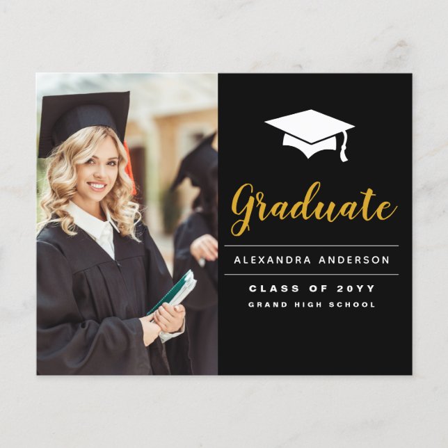 Budget 2023 Black Gold Photo Graduation Flyer (Front)