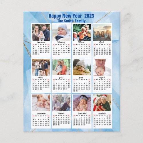 Budget 2023 Calendar Modern Family Photo Blue Card Flyer