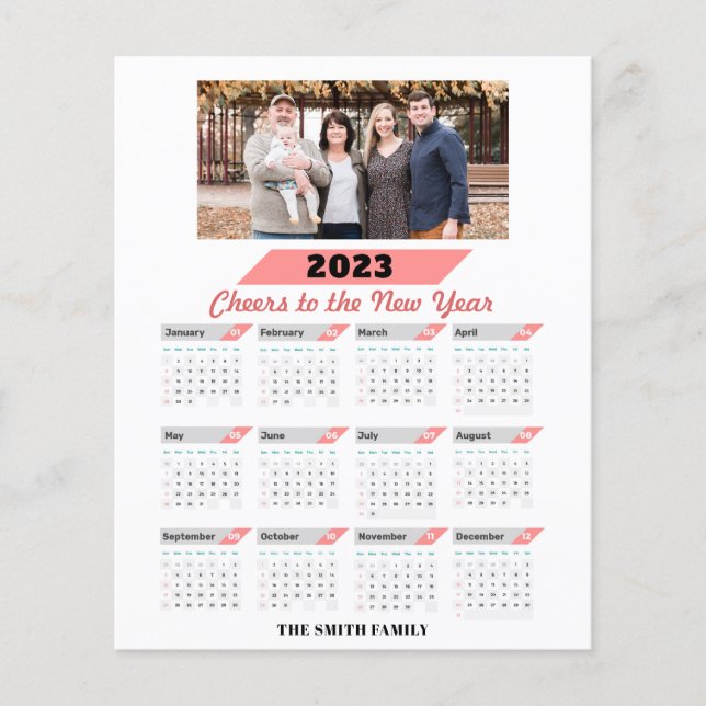 BUDGET 2023 Calendar Modern Family Photo Card (Front)