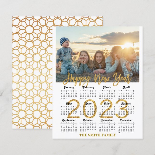 BUDGET 2023 Calendar Modern Family Photo Card (Front/Back)