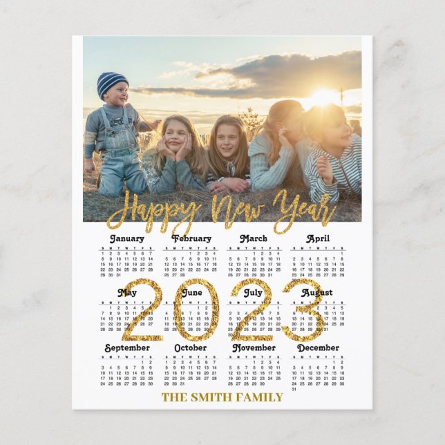 BUDGET 2023 Calendar Modern Family Photo Card Flyer (Front)