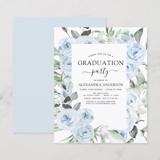 Budget 2023 Dusty Blue Graduation Floral (Front/Back)