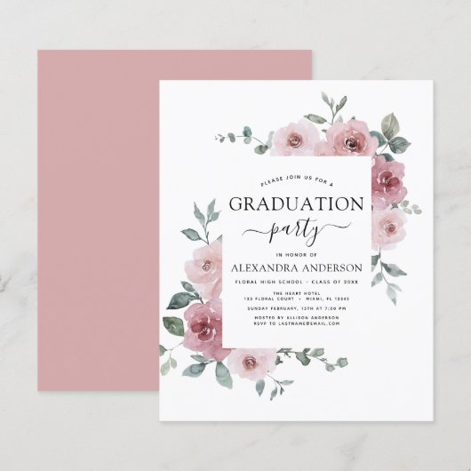 Budget 2023 Dusty Pink Rose Graduation Floral (Front/Back)