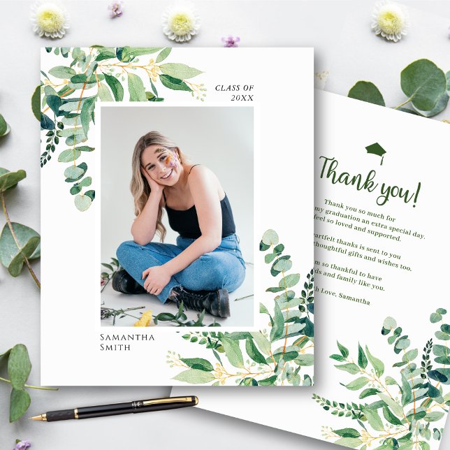 BUDGET 2023 Eucalyptus Modern Photo Thank You Card Flyer (Creator Uploaded)