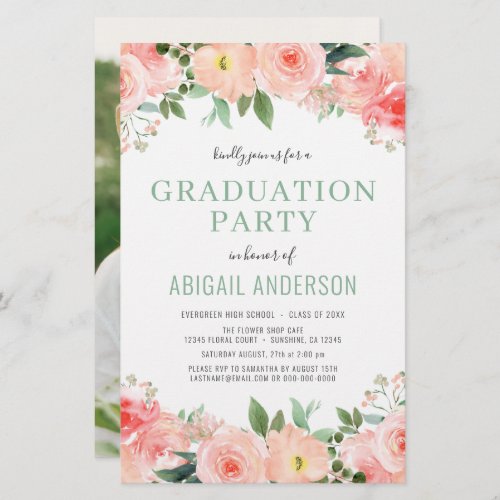 Budget 2023 Floral Graduation Photo Invitation