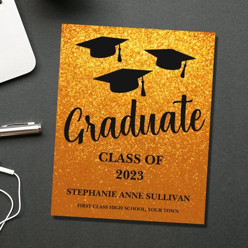 Budget 2023 Gold Glitter Graduation Announcement