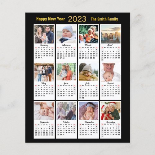 Budget 2023 Gold Modern Family Photo Calendar Card Flyer
