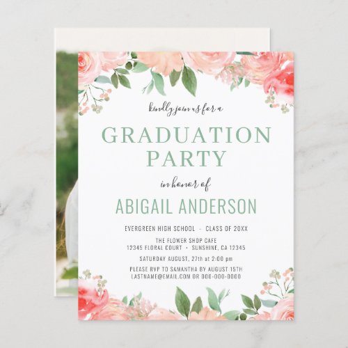 Budget 2023 Grad Party Sage Floral Invitation