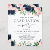Budget 2023 Graduation Navy Blue Blush Pink Floral (Front/Back)