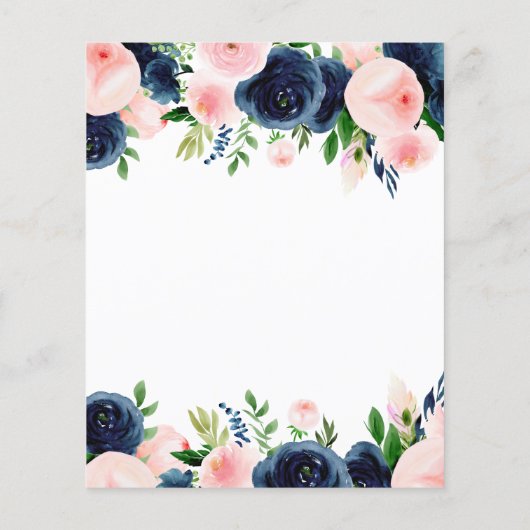 Budget 2023 Graduation Navy Blue Blush Pink Floral (Back)