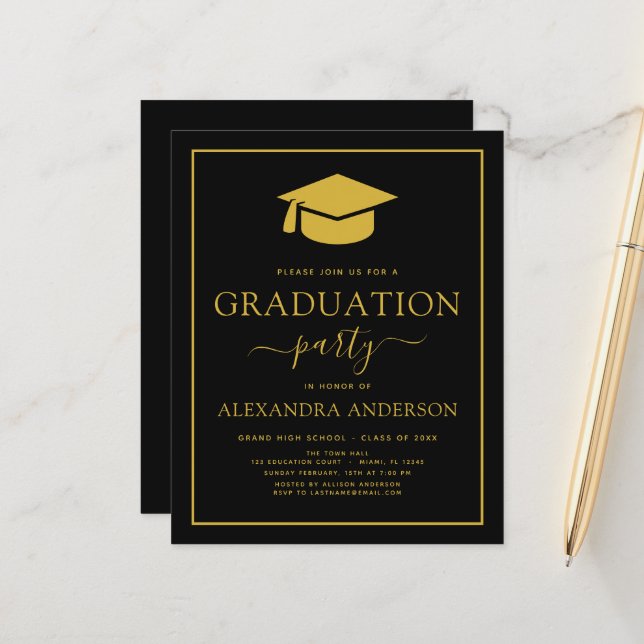 Budget 2023 Graduation Party Black Gold (Front/Back In Situ)