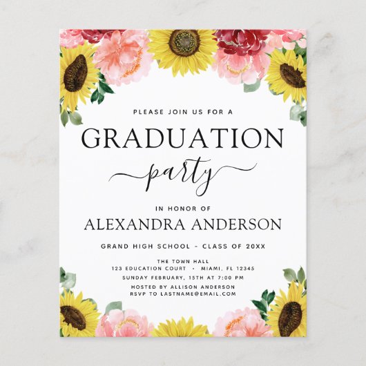 Budget 2023 Graduation Sunflower Photo Country (Front)