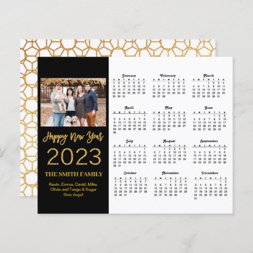 Budget 2023 Modern Gold Script Photo Calendar Card