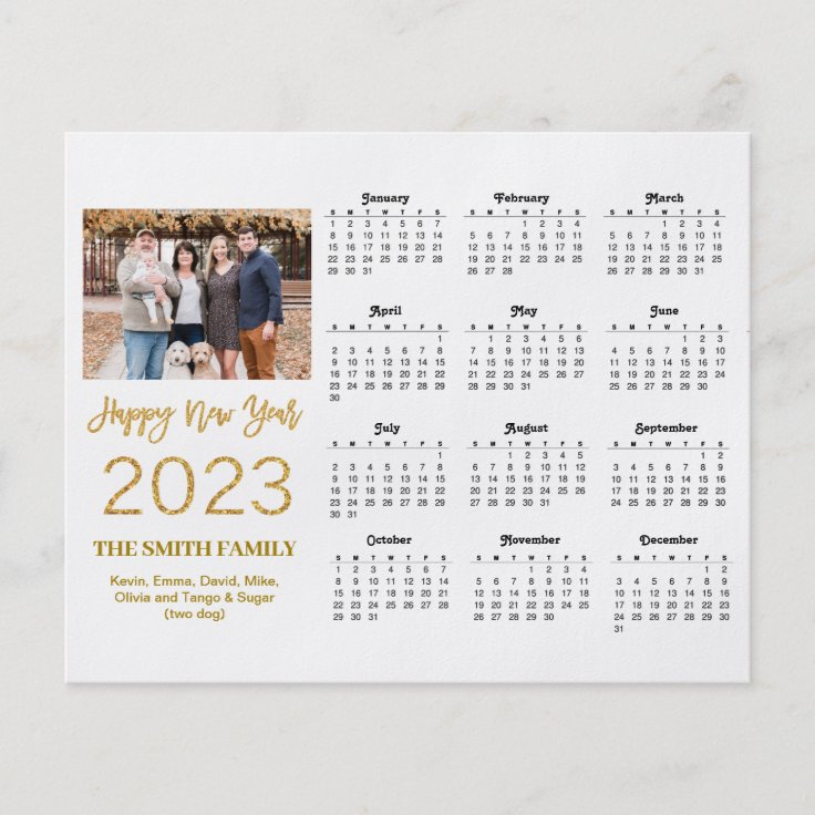 Budget 2023 Modern Gold Script Photo Calendar Card Flyer | Zazzle