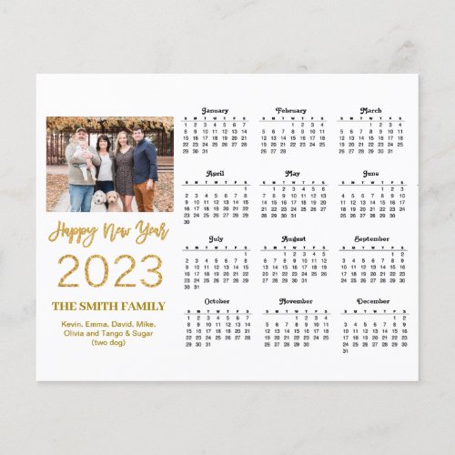 Budget 2023 Modern Gold Script Photo Calendar Card Flyer