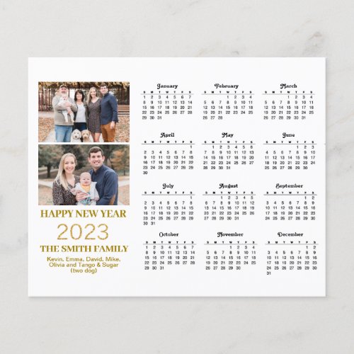 Budget 2023 Modern Gold Script Photo Calendar Card Flyer