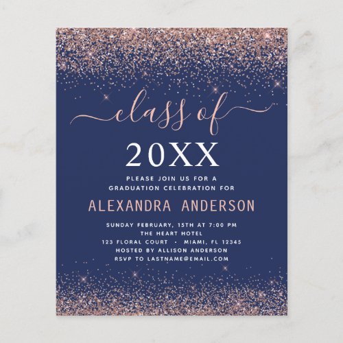 Budget 2023 Navy Blue Graduation Invitation