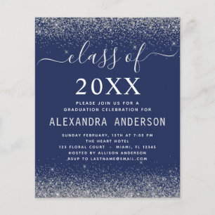 Budget 2023 Navy Blue Silver Graduation Invitation Flyer