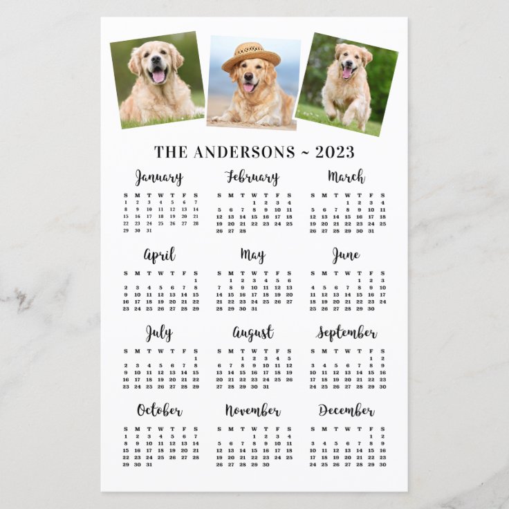 Budget 2023 Pet Photo Dog 12 Month Calendar Card Zazzle