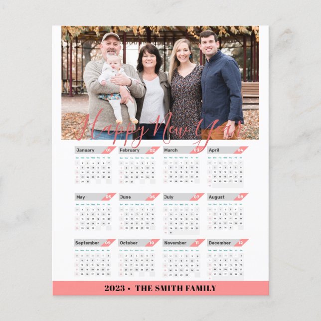 Budget 2023 Rose Gold Modern Photo Calendar Card Flyer (Front)