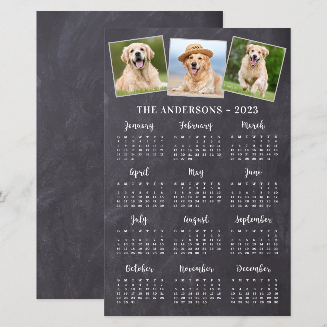 Budget 2023 Rustic Chalkboard Photo Calendar Card Zazzle