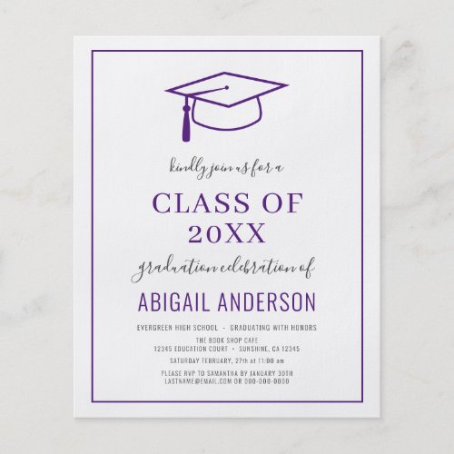Budget 2023 Simple Grad Photo Purple Invitation  Flyer