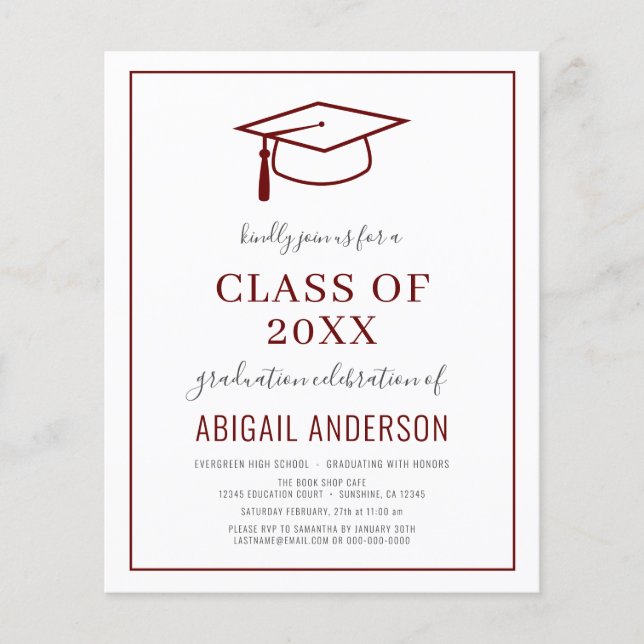 Budget 2023 Simple Graduation Photo Invitation (Front)